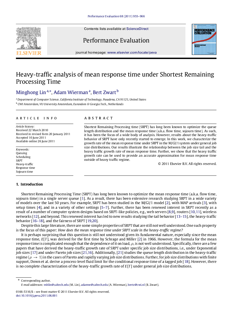 Heavy-traffic analysis of mean response time under Shortest Remaining Processing Time