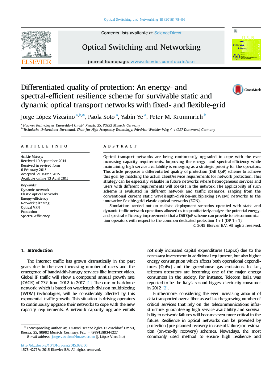 Differentiated quality of protection: An energy- and spectral-efficient resilience scheme for survivable static and dynamic optical transport networks with fixed- and flexible-grid