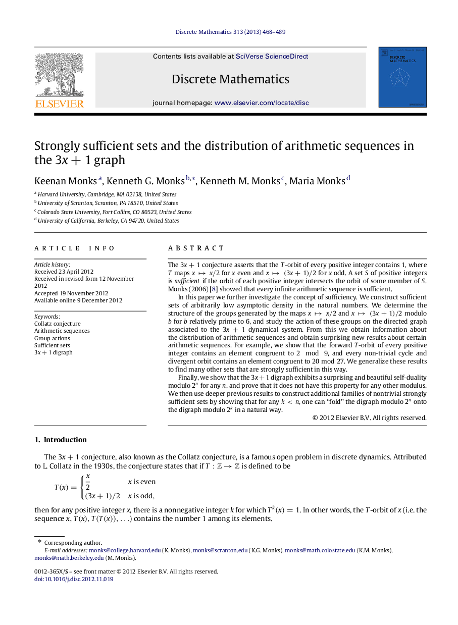 Strongly sufficient sets and the distribution of arithmetic sequences in the 3x+13x+1 graph