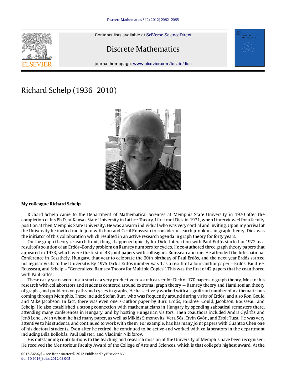 Richard Schelp (1936-2010)