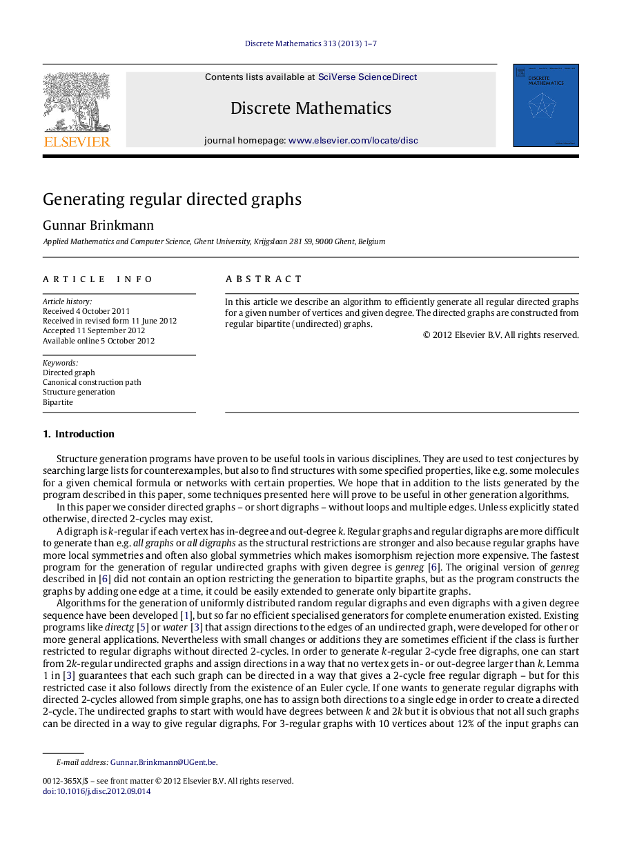 Generating regular directed graphs