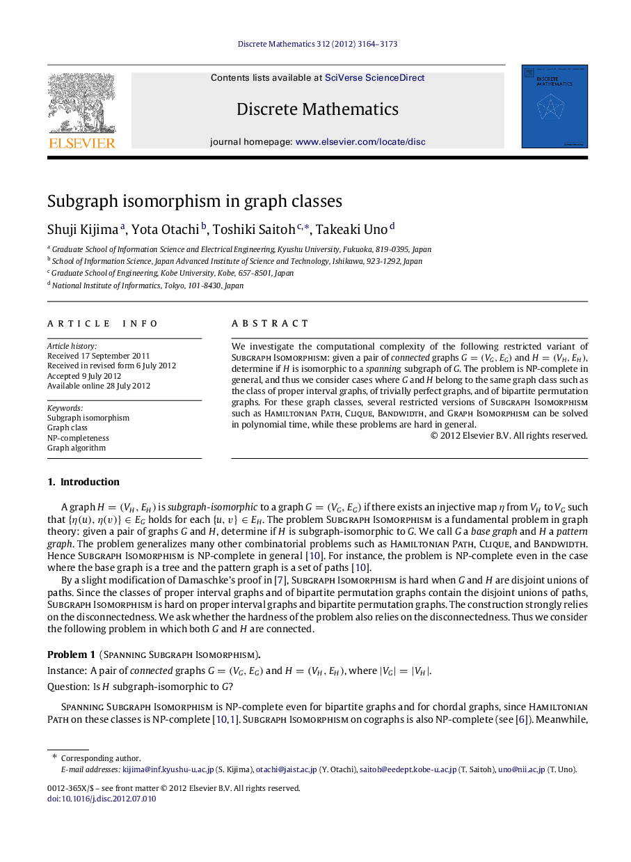 Subgraph isomorphism in graph classes