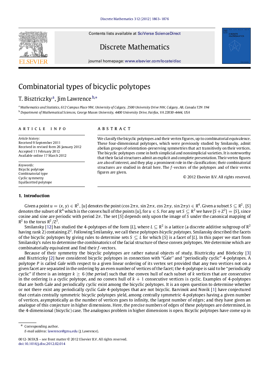 Combinatorial types of bicyclic polytopes