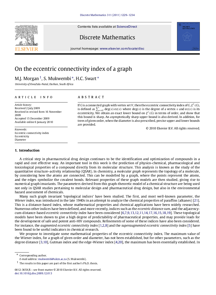 On the eccentric connectivity index of a graph