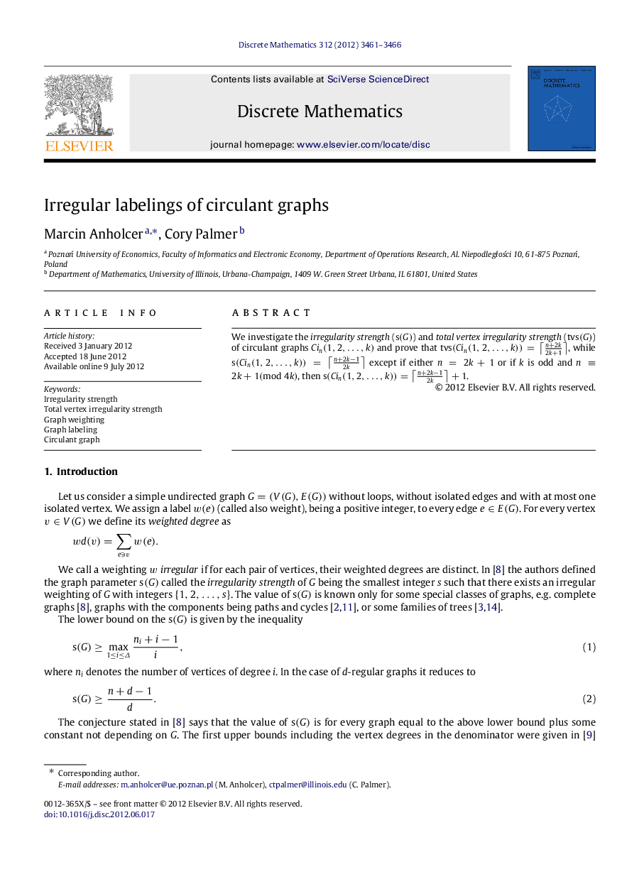 Irregular labelings of circulant graphs