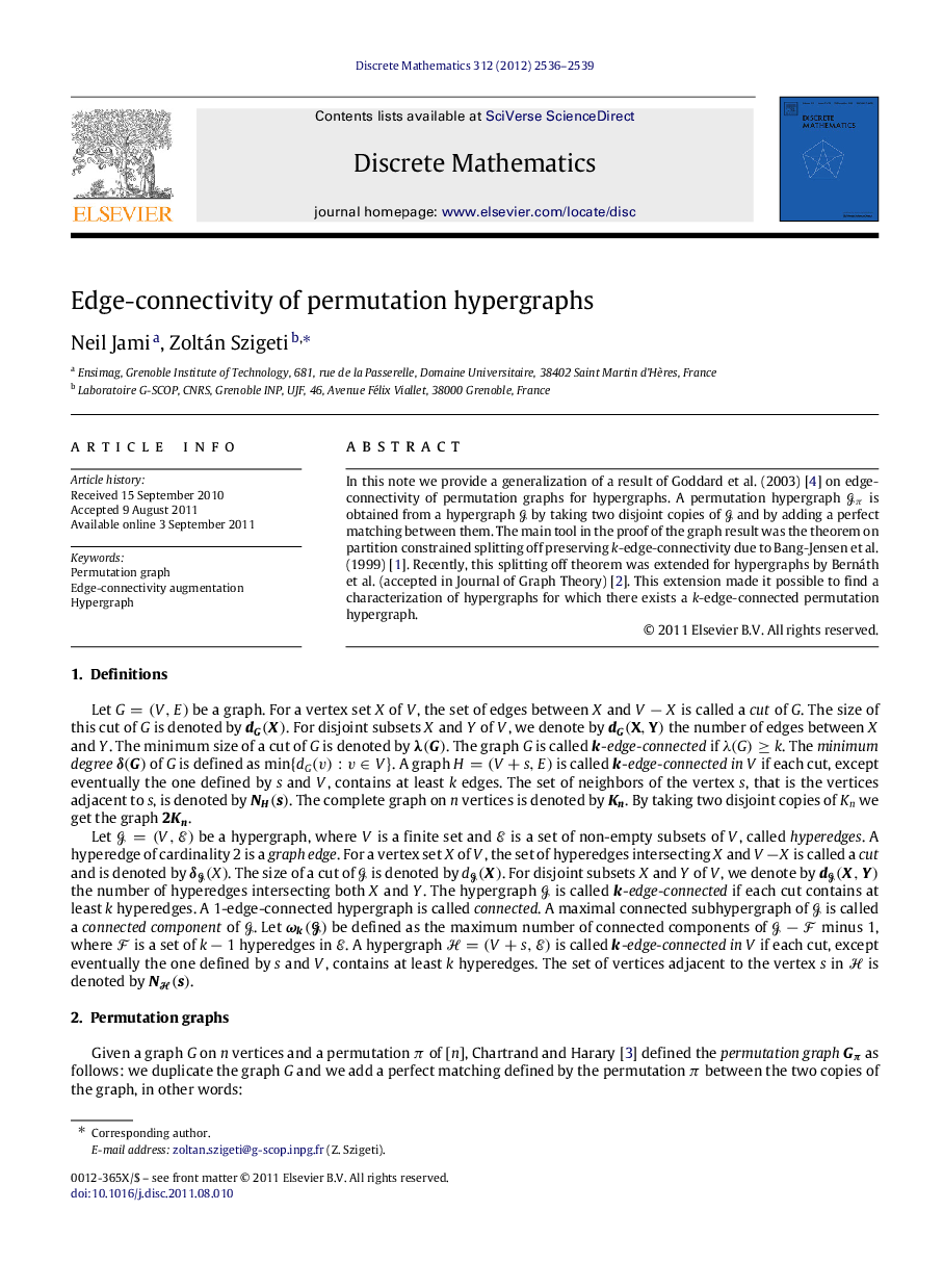 Edge-connectivity of permutation hypergraphs