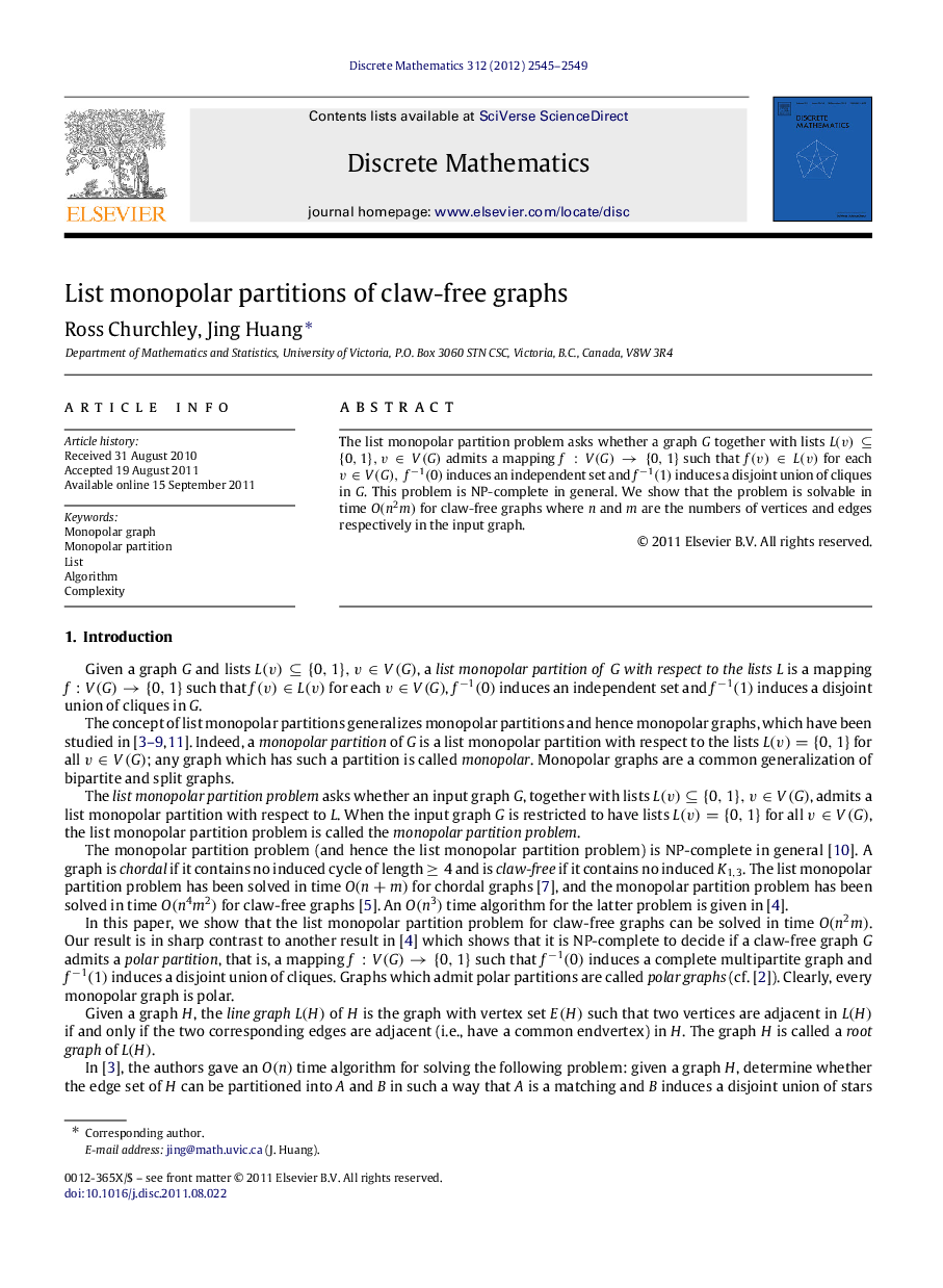 List monopolar partitions of claw-free graphs