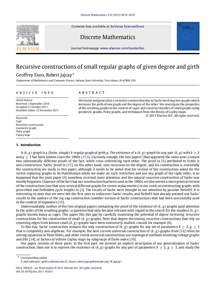 Recursive constructions of small regular graphs of given degree and girth