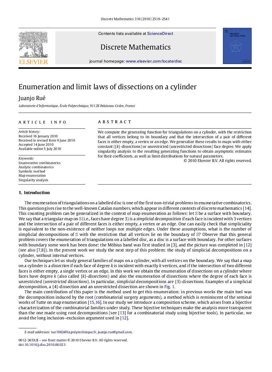 Enumeration and limit laws of dissections on a cylinder