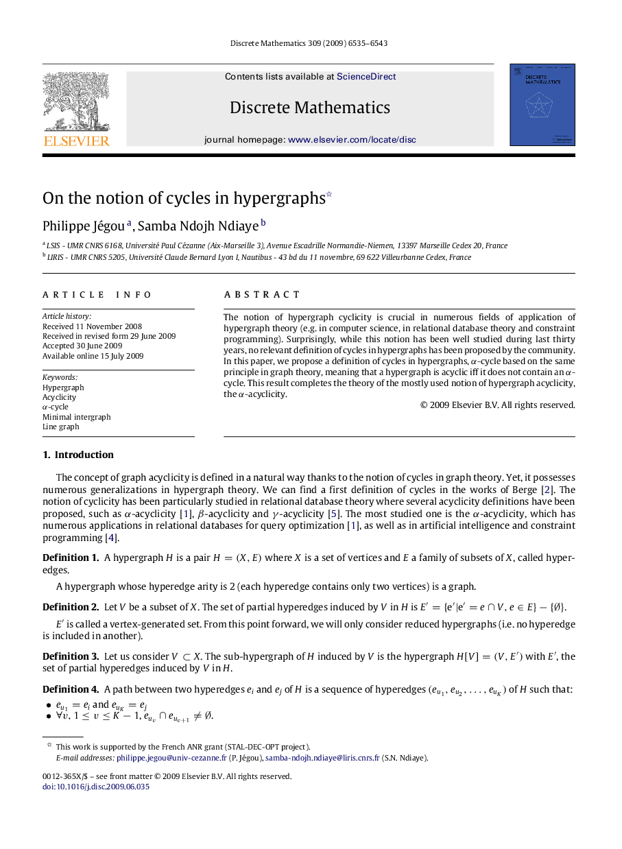 On the notion of cycles in hypergraphs 