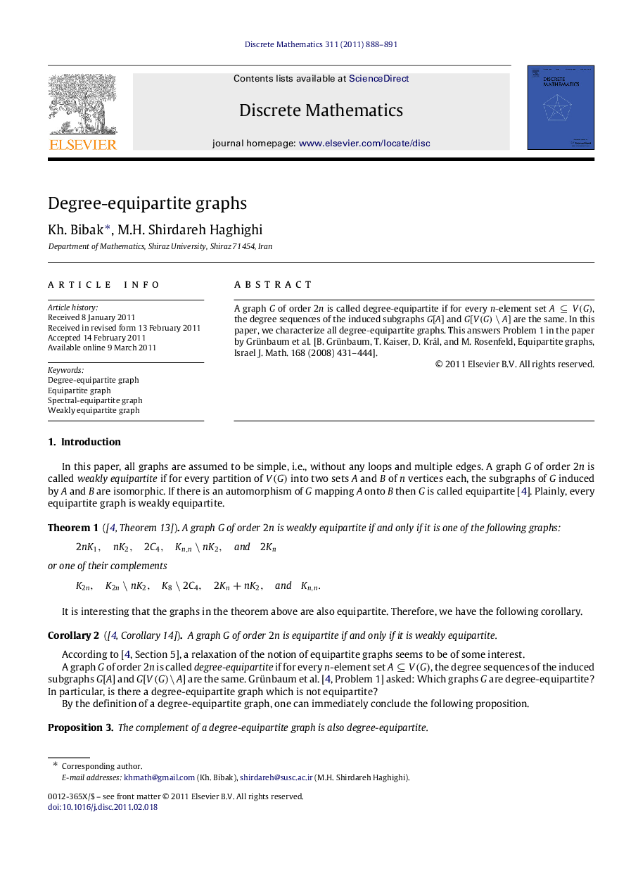 Degree-equipartite graphs