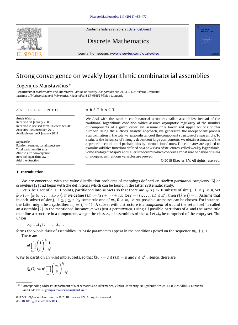 Strong convergence on weakly logarithmic combinatorial assemblies