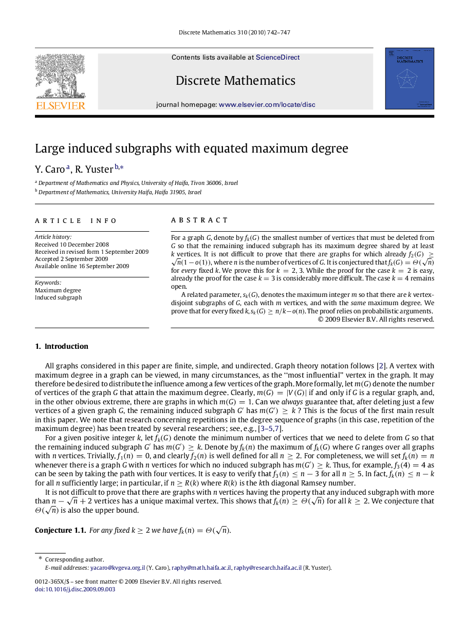 Large induced subgraphs with equated maximum degree