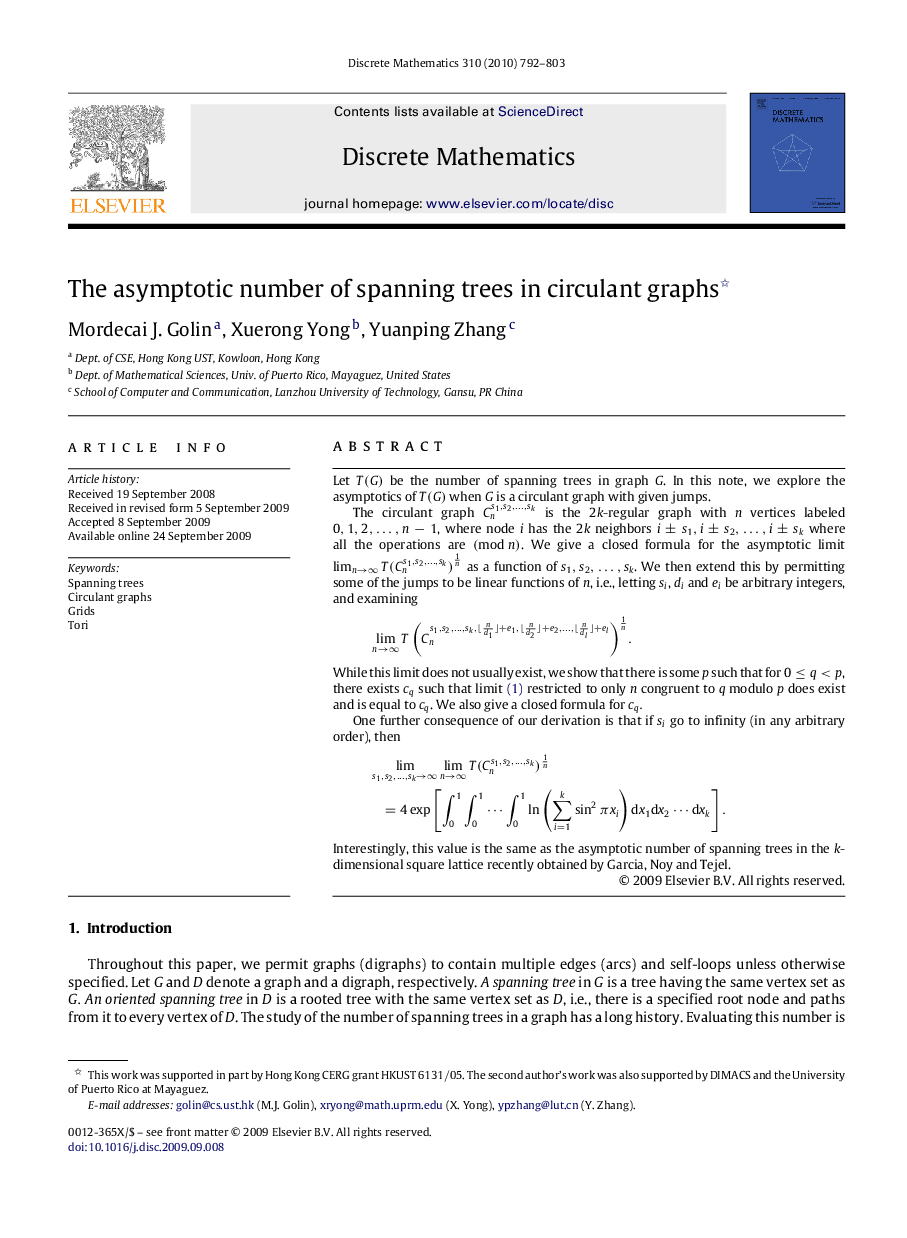 The asymptotic number of spanning trees in circulant graphs 