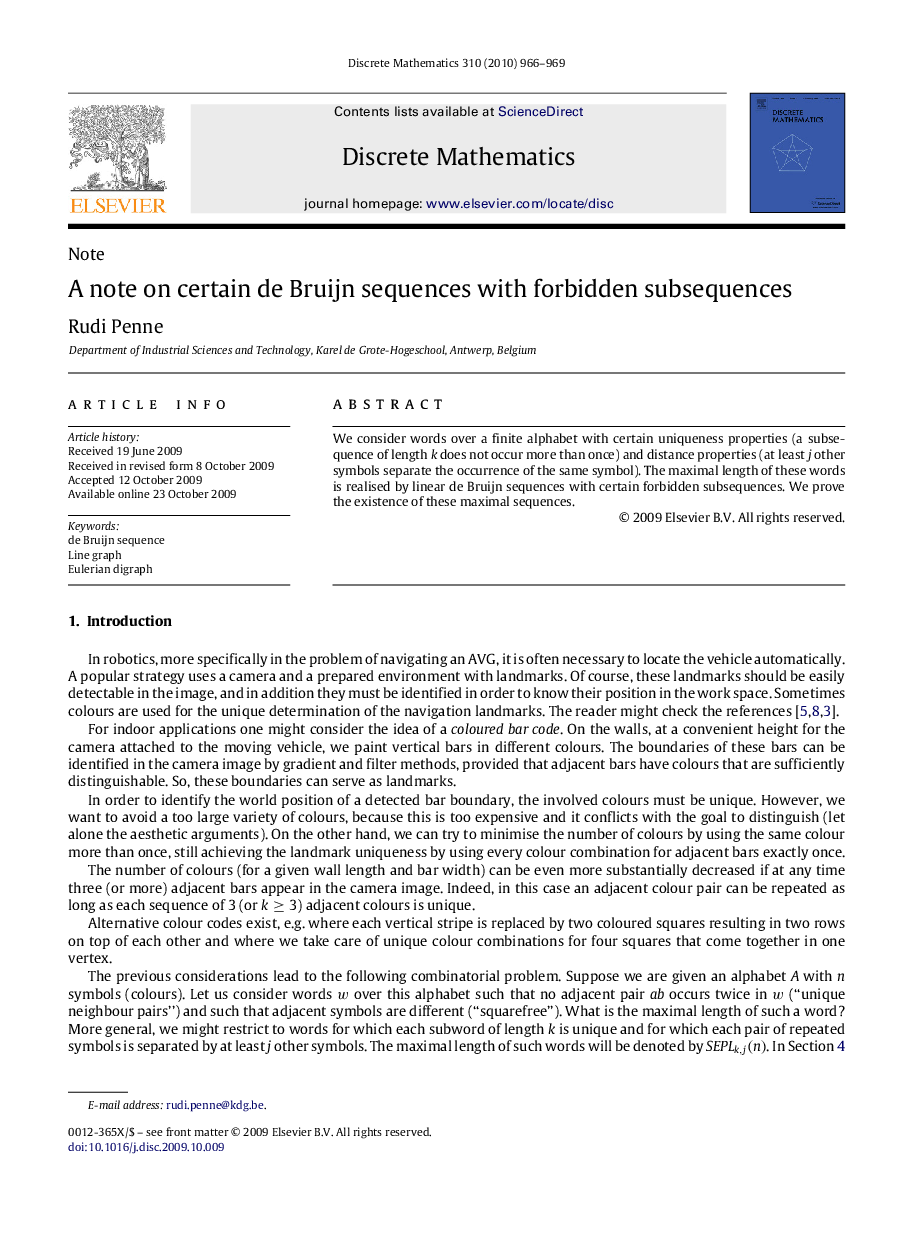 A note on certain de Bruijn sequences with forbidden subsequences