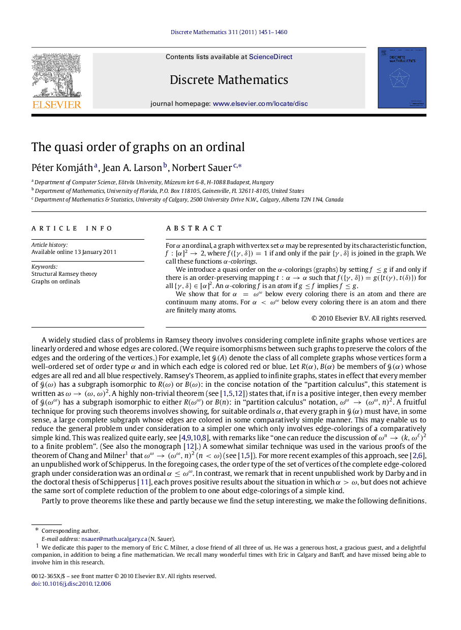 The quasi order of graphs on an ordinal