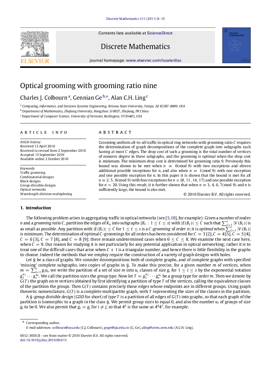 Optical grooming with grooming ratio nine