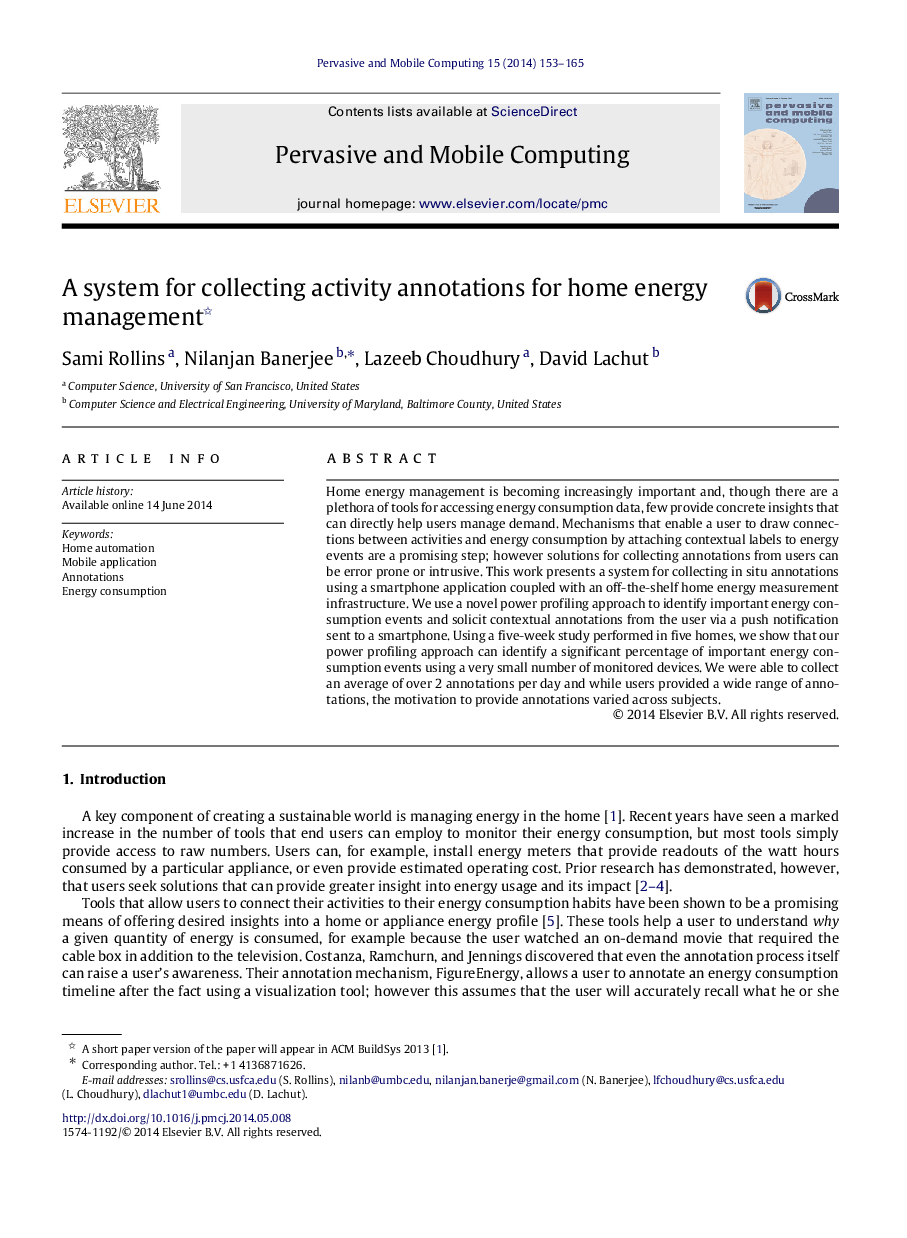 A system for collecting activity annotations for home energy management 