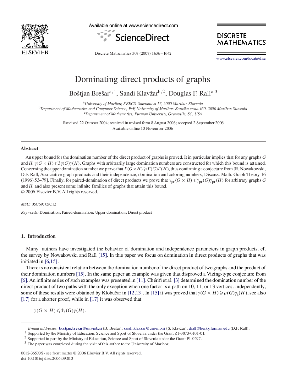 Dominating direct products of graphs