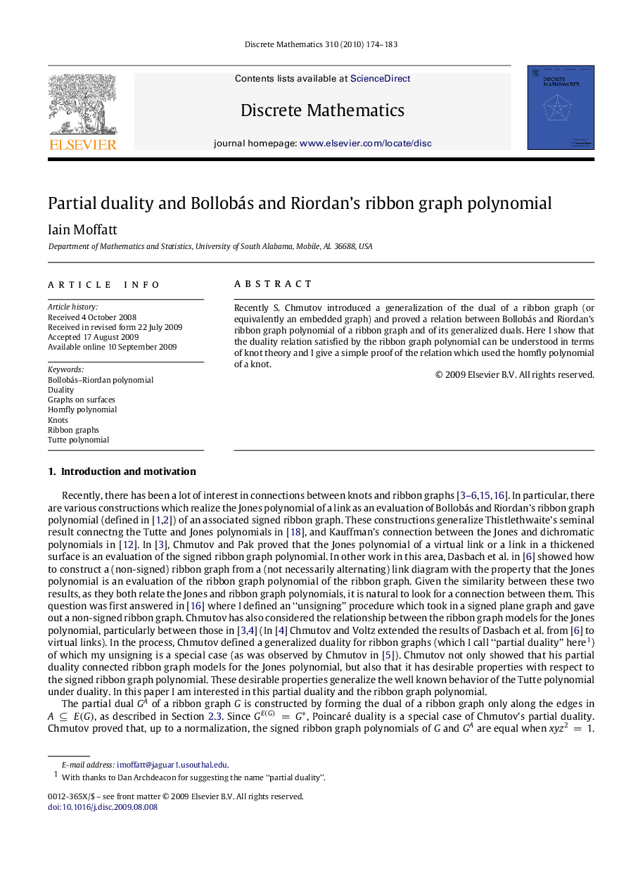 Partial duality and Bollobás and Riordan’s ribbon graph polynomial