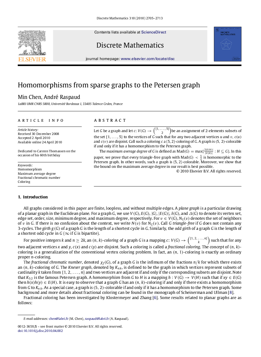 Homomorphisms from sparse graphs to the Petersen graph