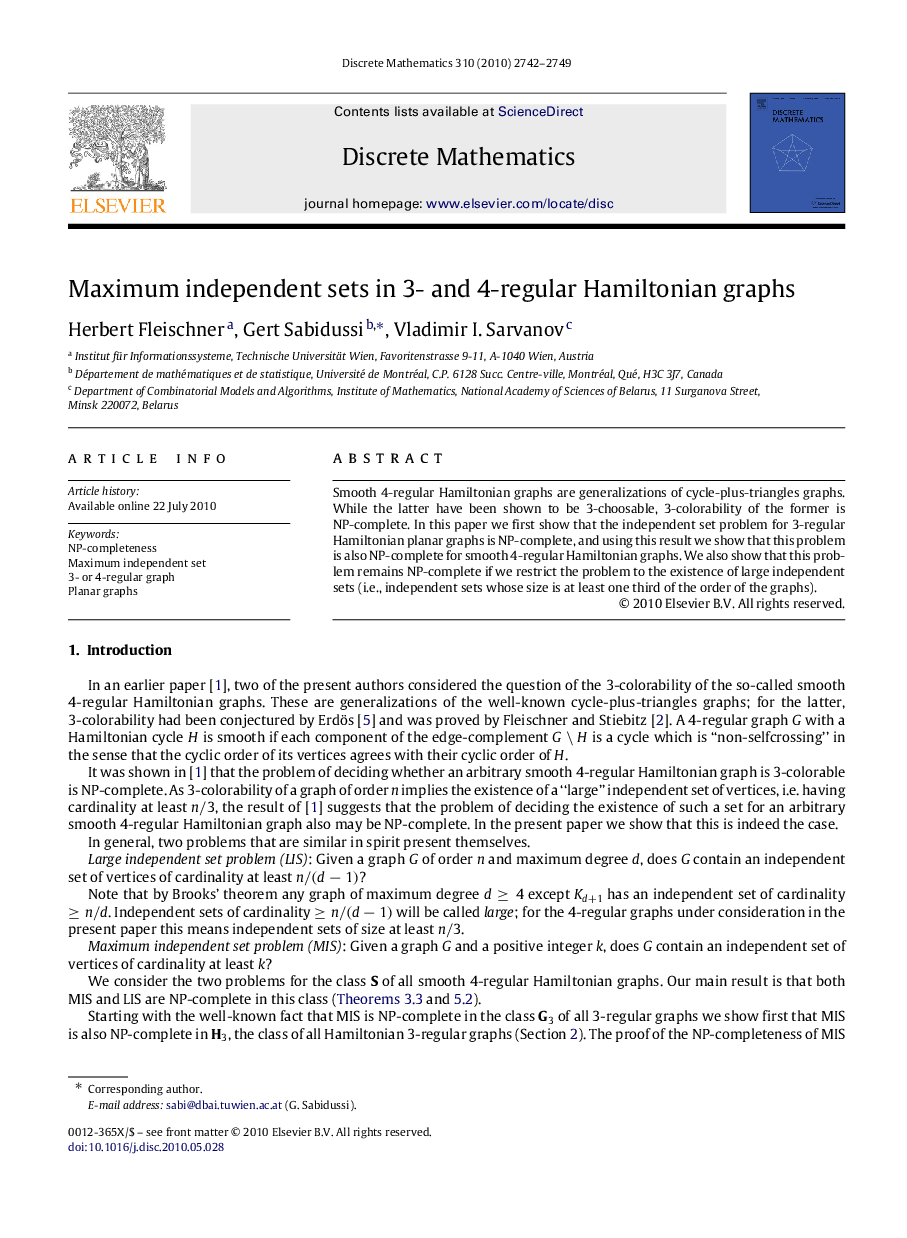 Maximum independent sets in 3- and 4-regular Hamiltonian graphs