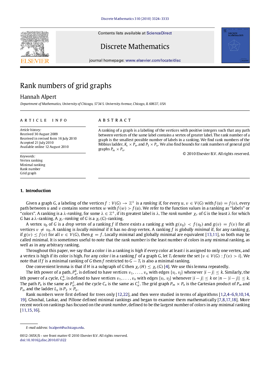 Rank numbers of grid graphs