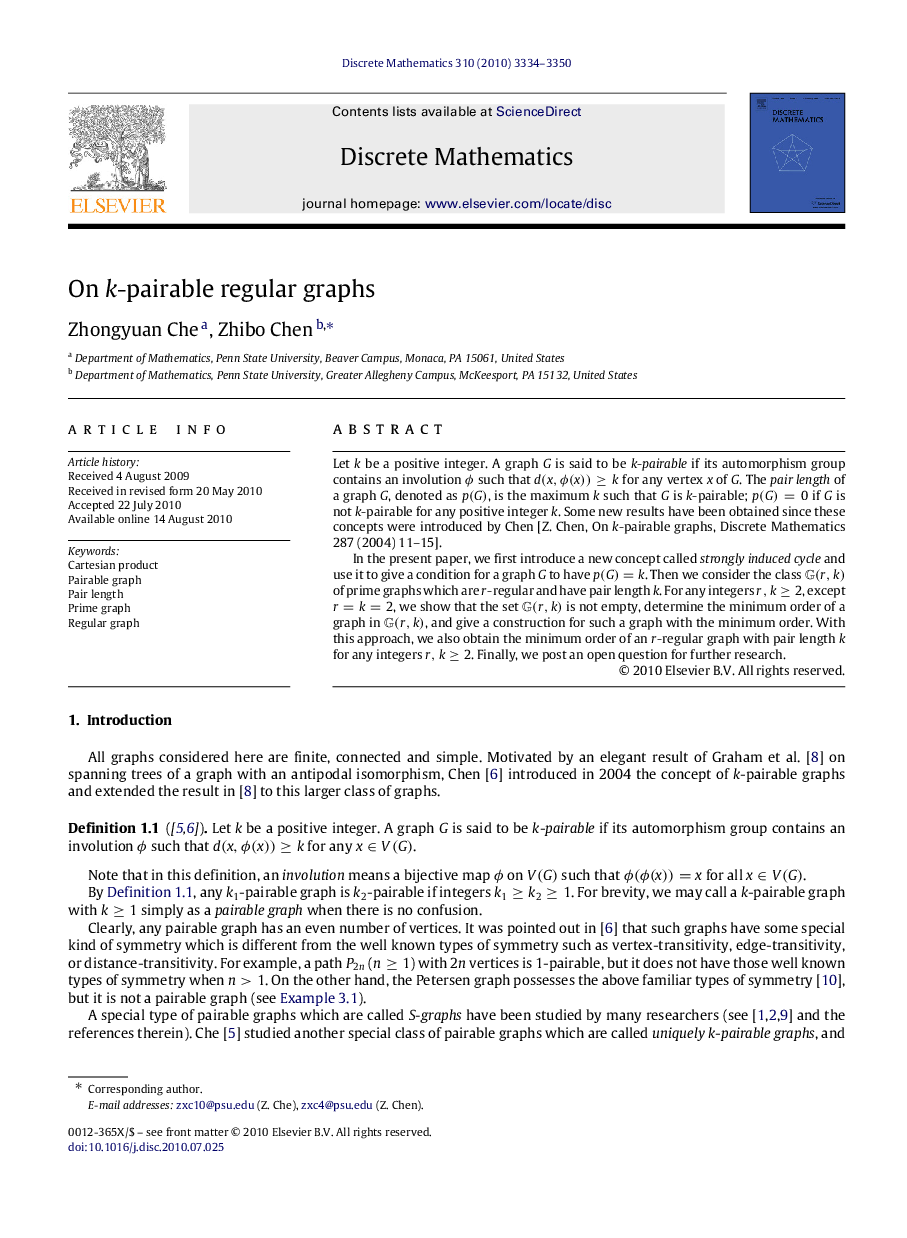 On kk-pairable regular graphs