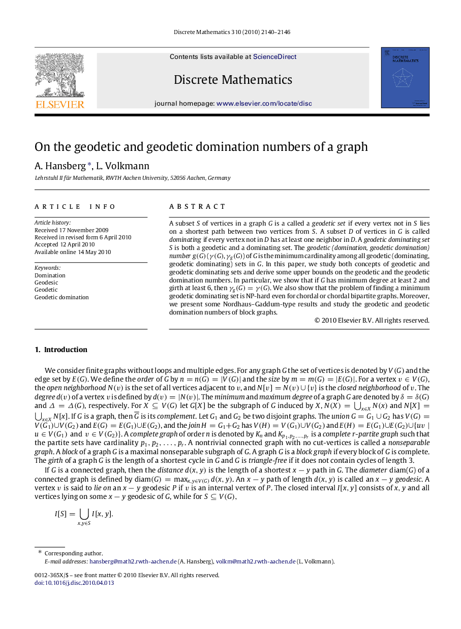 On the geodetic and geodetic domination numbers of a graph