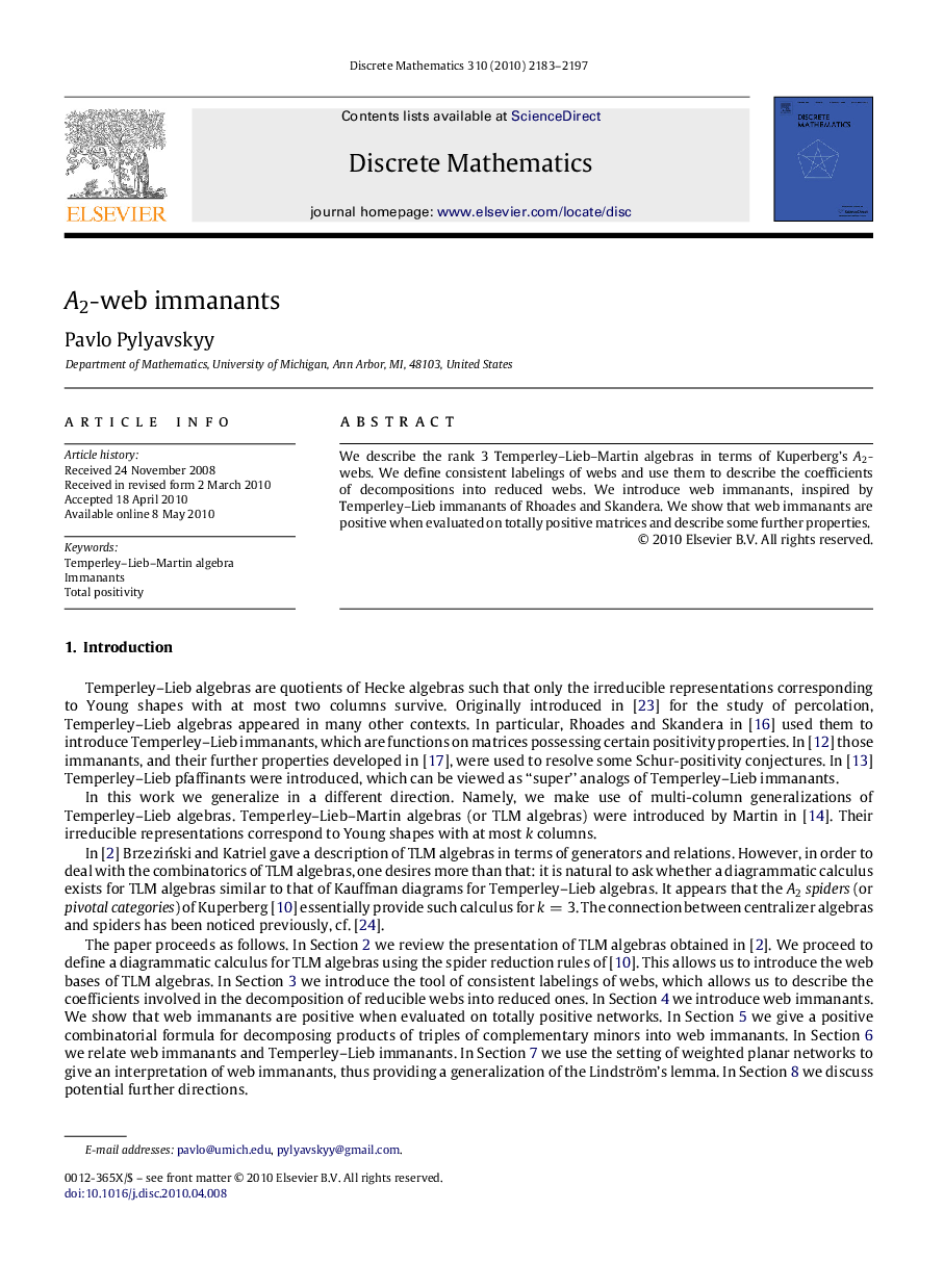 A2A2-web immanants