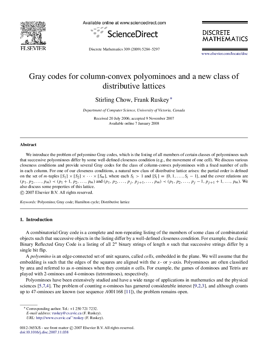 Gray codes for column-convex polyominoes and a new class of distributive lattices