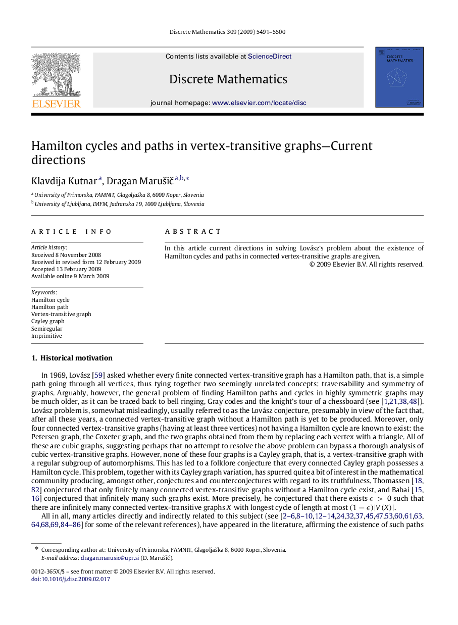 Hamilton cycles and paths in vertex-transitive graphs—Current directions