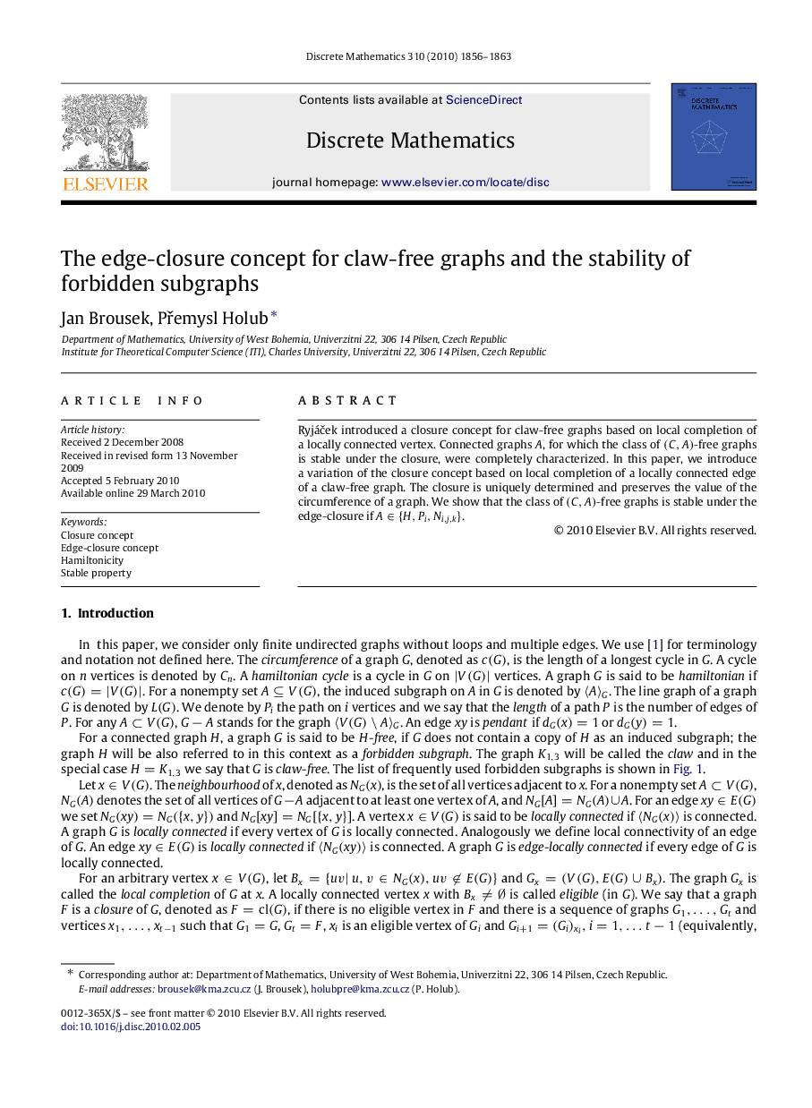 The edge-closure concept for claw-free graphs and the stability of forbidden subgraphs