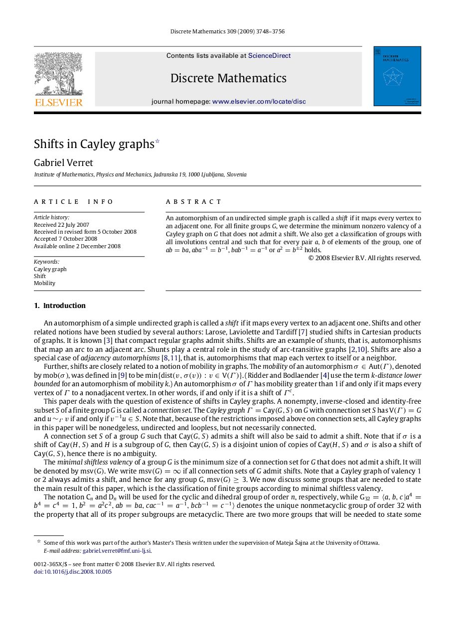 Shifts in Cayley graphs