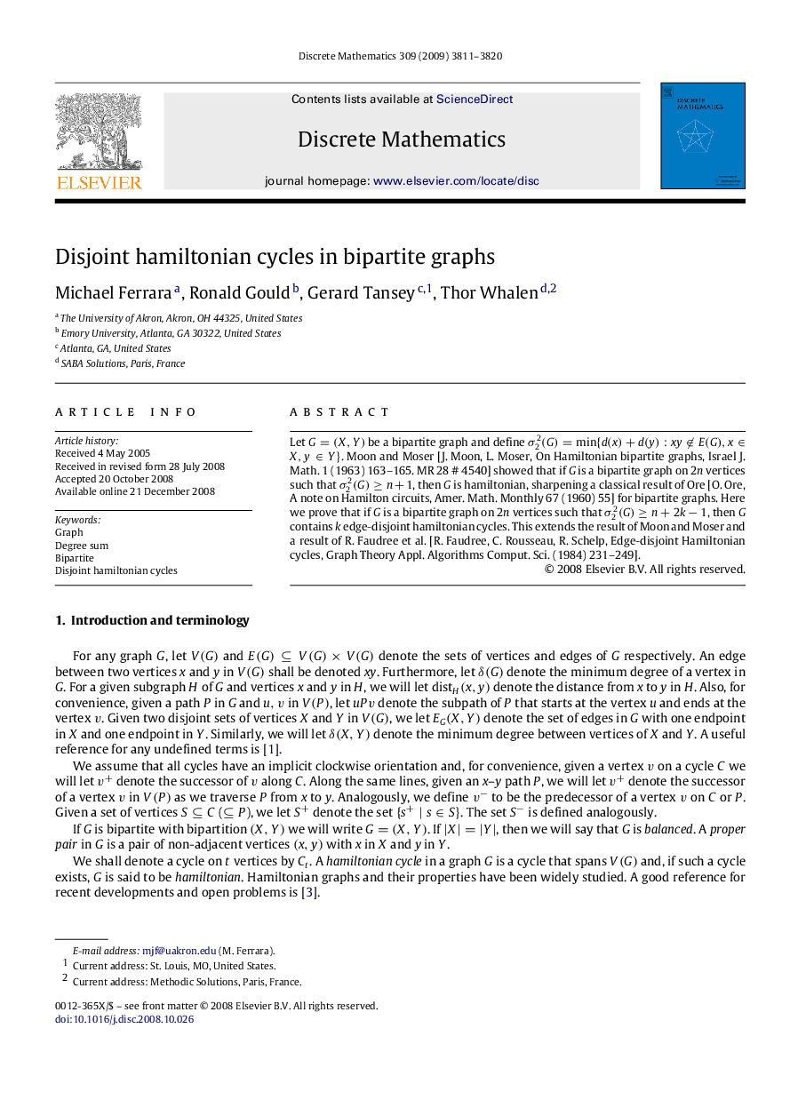 Disjoint hamiltonian cycles in bipartite graphs