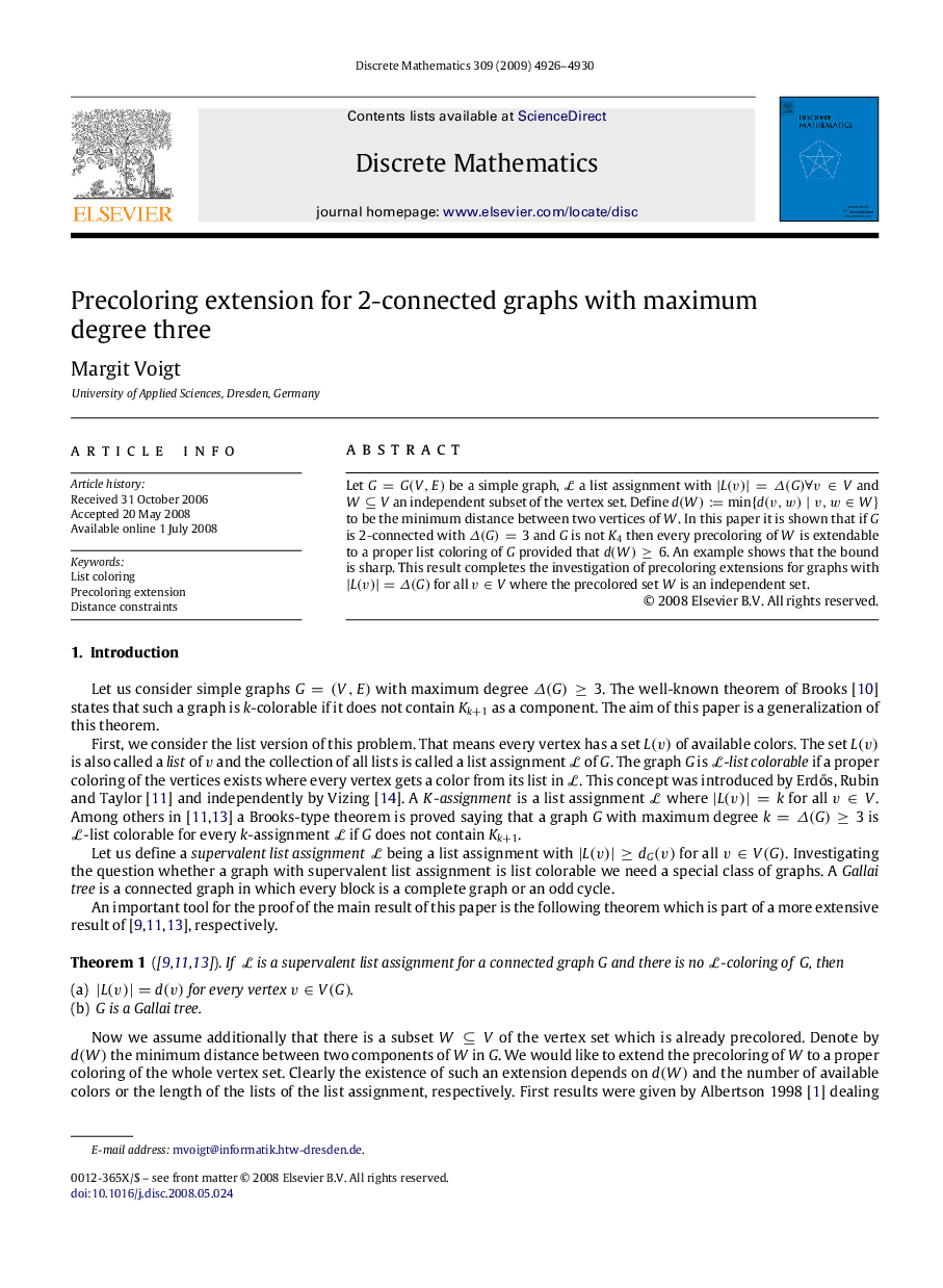 Precoloring extension for 2-connected graphs with maximum degree three