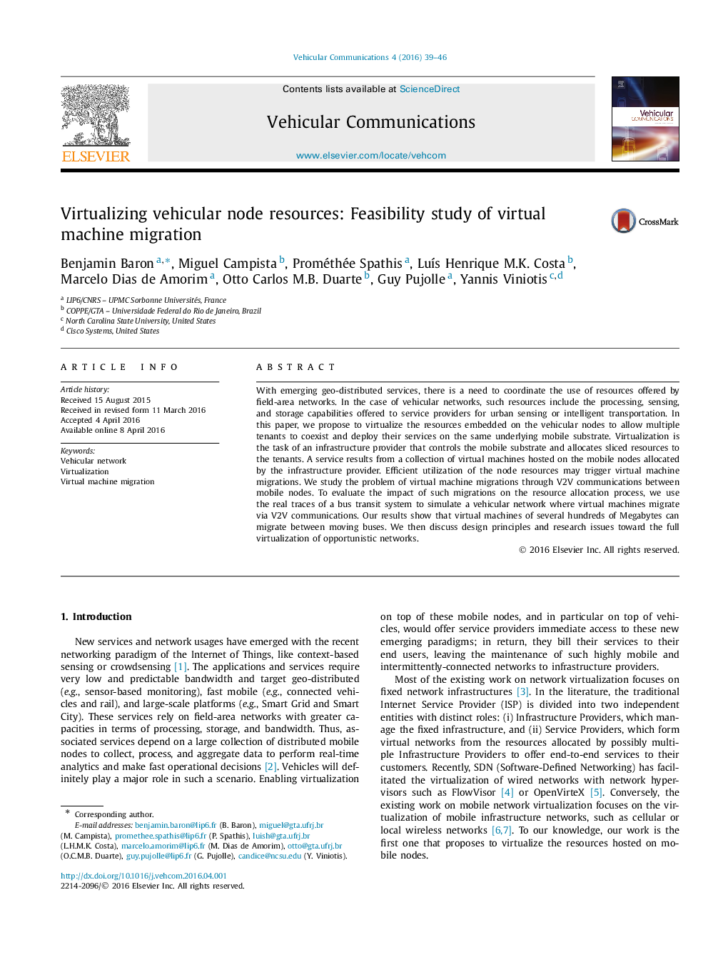 Virtualizing vehicular node resources: Feasibility study of virtual machine migration