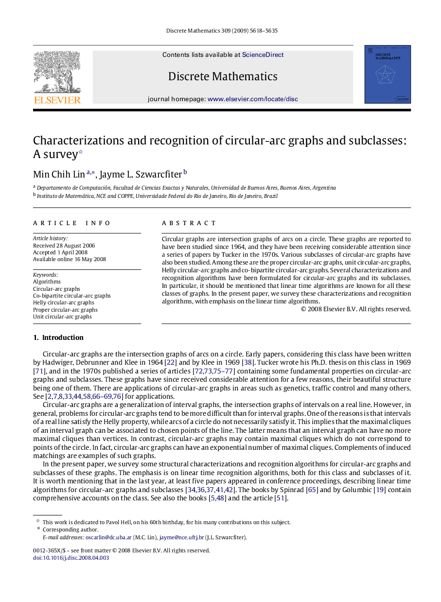 Characterizations and recognition of circular-arc graphs and subclasses: A survey 