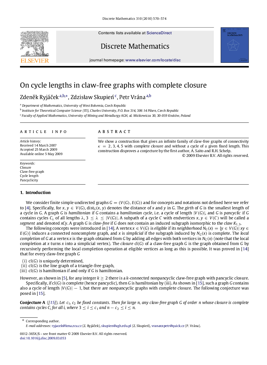 On cycle lengths in claw-free graphs with complete closure