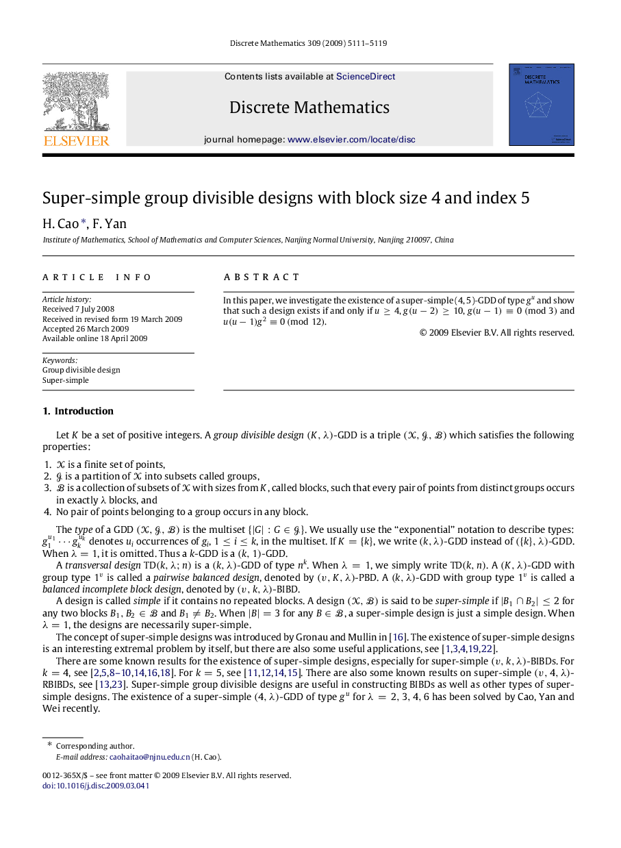 Super-simple group divisible designs with block size 4 and index 5