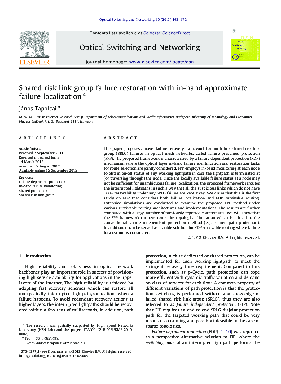 Shared risk link group failure restoration with in-band approximate failure localization 