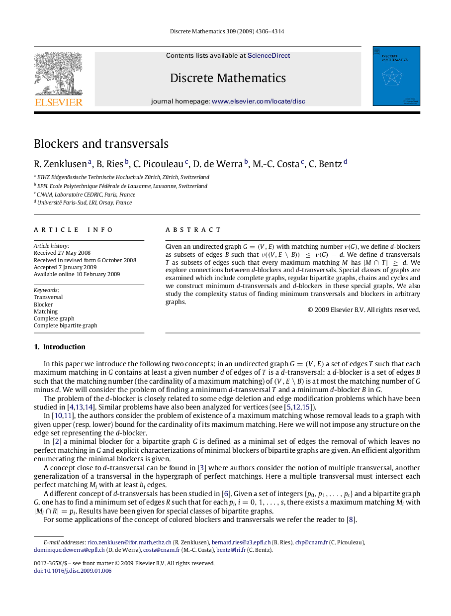 Blockers and transversals