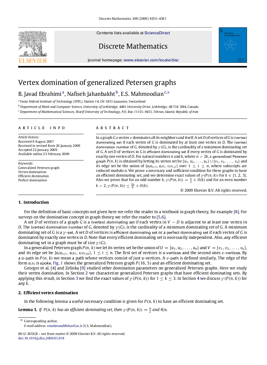 Vertex domination of generalized Petersen graphs