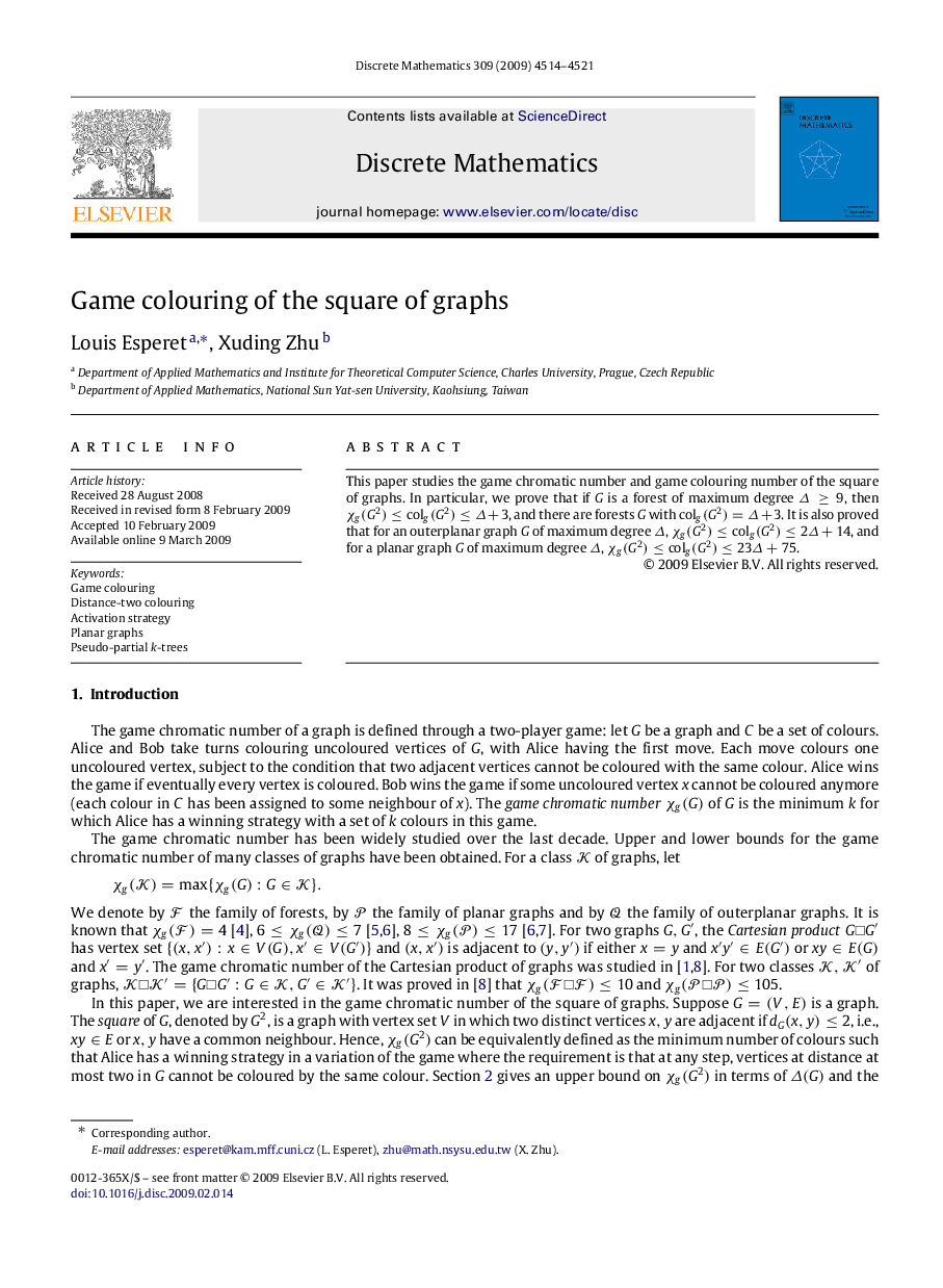 Game colouring of the square of graphs