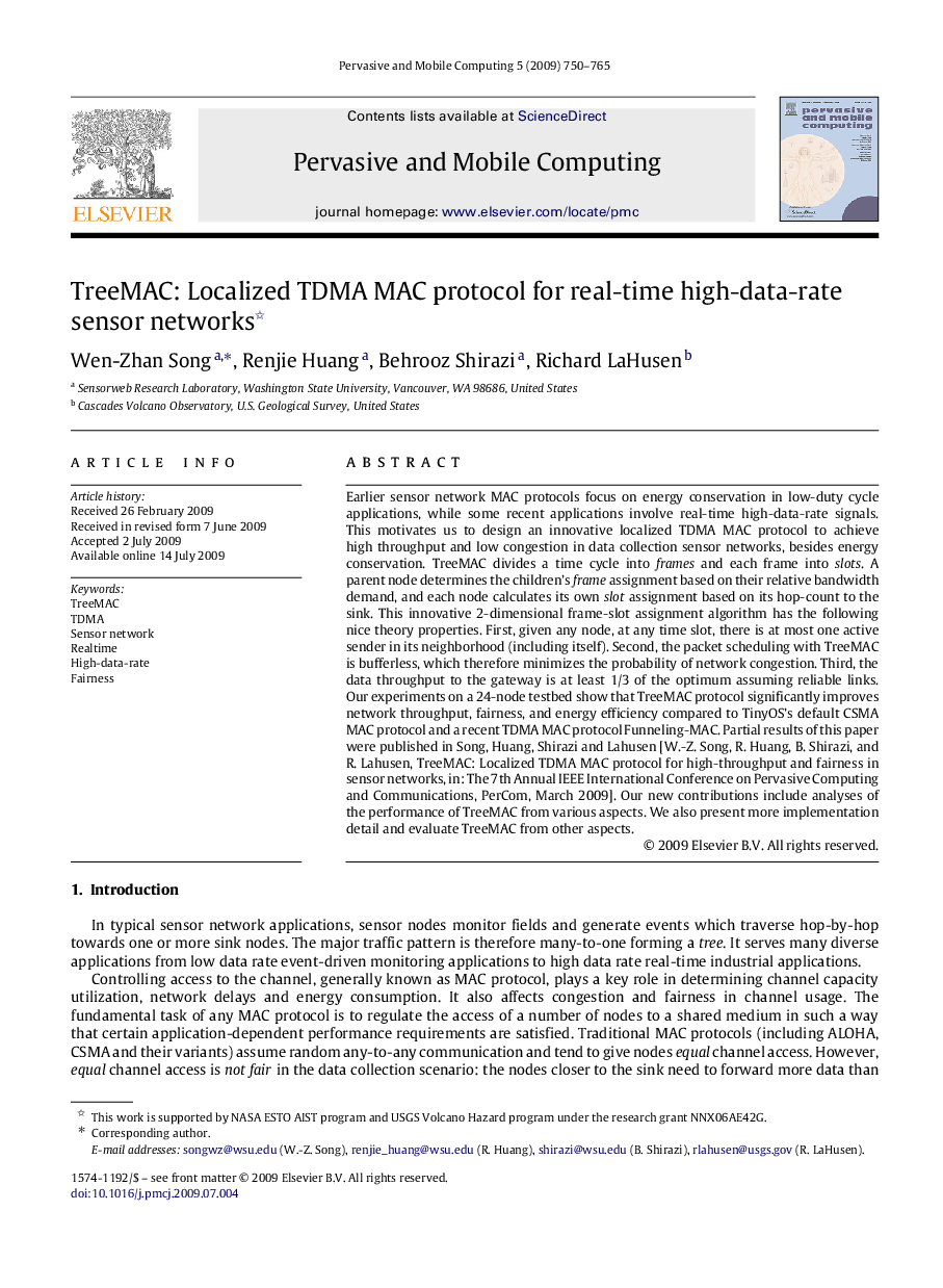 TreeMAC: Localized TDMA MAC protocol for real-time high-data-rate sensor networks 