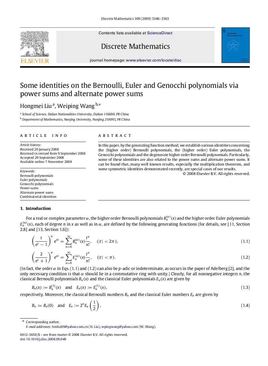 Some identities on the Bernoulli, Euler and Genocchi polynomials via power sums and alternate power sums