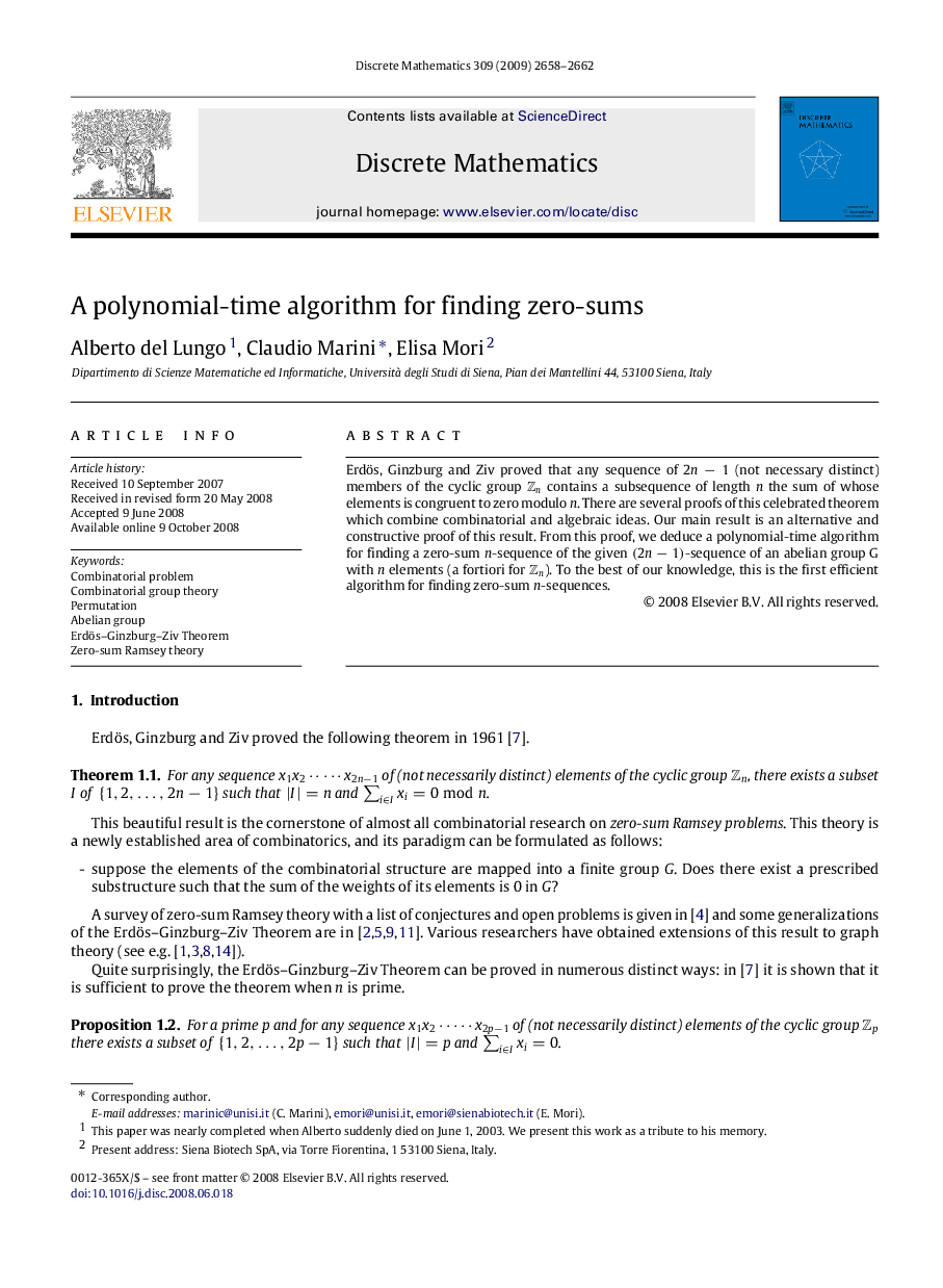 A polynomial-time algorithm for finding zero-sums