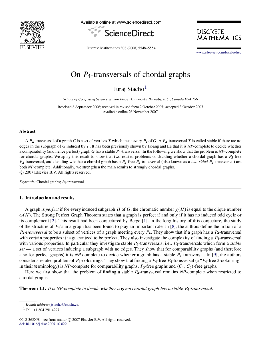 On P4P4-transversals of chordal graphs