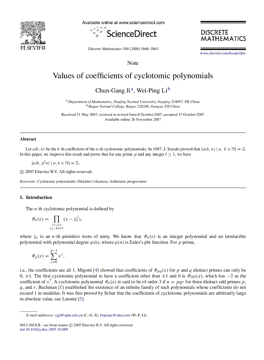 Values of coefficients of cyclotomic polynomials