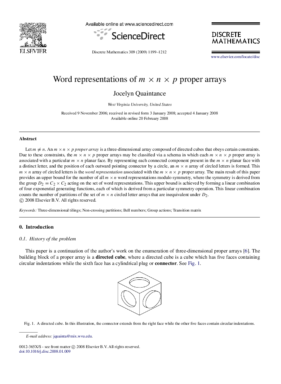 Word representations of m×n×pm×n×p proper arrays